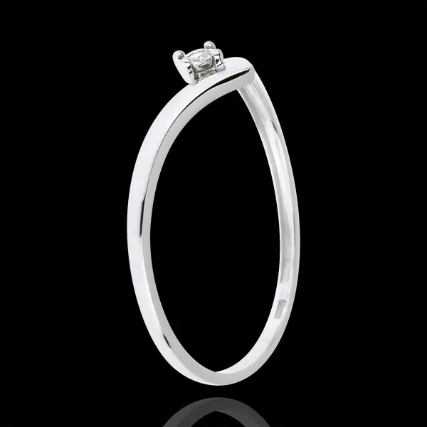 Bague Solitaire Écrin Précieux - diamant 0.01 carat - or blanc 18 carats