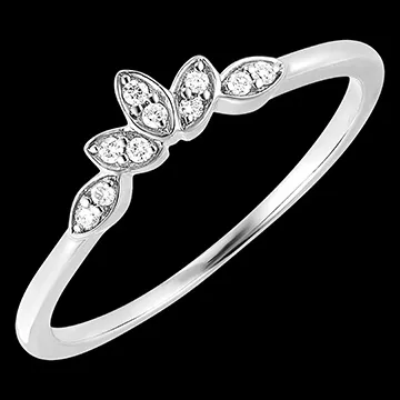 Bague Fraîcheur -Pétales Majestueuses - or blanc 9 carats