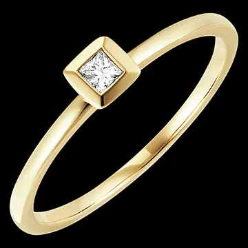 Bague Fraîcheur - Carré - or jaune 18 carats et diamant