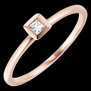 Freshness Ring - Square - 9 carat pink gold and diamond