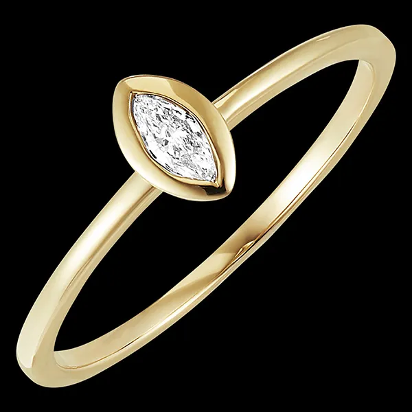 Bague Fraîcheur - Marquise - or jaune 18 carats et diamant