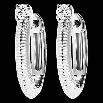 Freshness Earrings - Tailored hoop earrings - 18-carat white gold and diamonds