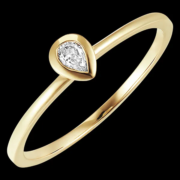 Freshness Ring - Pear - 18 carat yellow gold and diamond