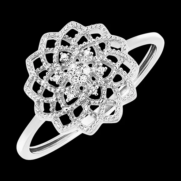 Bague Fraîcheur - Tournesol Royal - or blanc 9 carats et diamants
