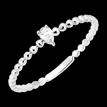 Bague Fraîcheur - Solitaire Bulle Poire - or blanc 18 carats et diamant