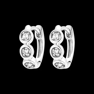 Hoop Earrings Freshness - Trio Diamonds - 9 carat white gold and diamonds