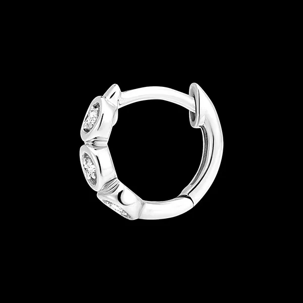 Hoop Earrings Freshness - Trio Diamonds - 9 carat white gold and diamonds