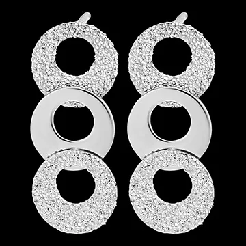 Boucles d'oreilles Puces Fraîcheur - Trio Circulus - or blanc 9 carats 