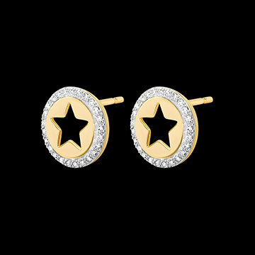 Stellar Earrings - 18 carat white gold and yellow gold with diamonds