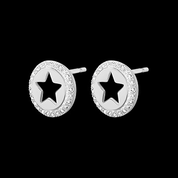 Stellar Earrings - 9 carat white gold with diamonds