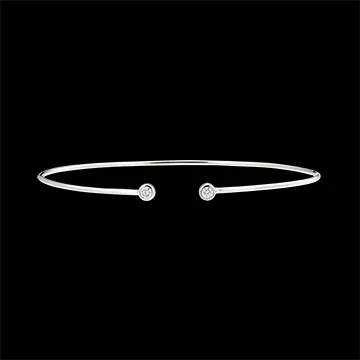 Freshness Open Bangle Bracelet - You & I - white gold 9 carats and diamonds