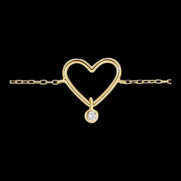 Freshness Bracelet - Diamond Heart - 9 carat yellow gold and diamond