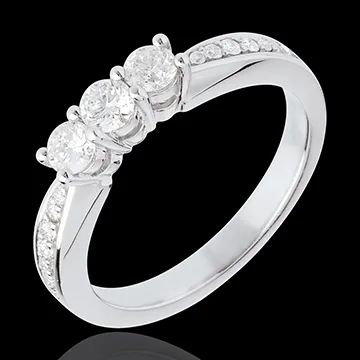 Trilogy ring white gold paved - 0.5 carat