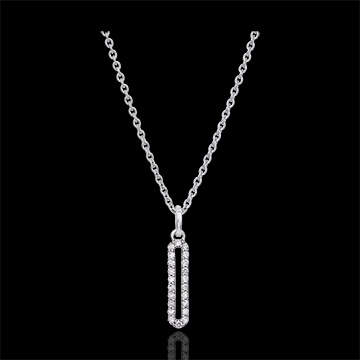 Cartouche pavée Necklace - 18K White Gold and Diamonds
