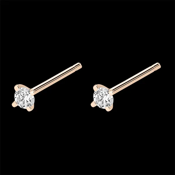Freshness diamond stud earrings - Spark - pink gold 9 carats and diamonds