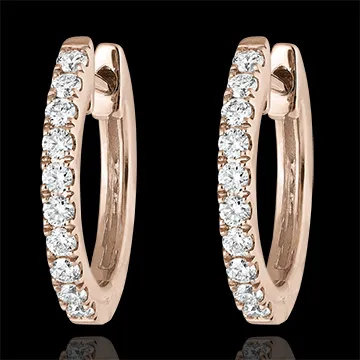 Freshness semi-paved hoop earrings - Eva - pink gold 18 carats and diamonds