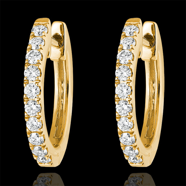 Freshness semi-paved hoop earrings - Eva - yellow gold 9 carats and diamonds