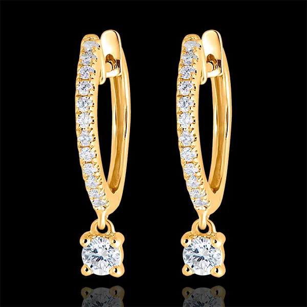 Freshness semi-paved hoop earrings - Petite Pampille - yellow gold 18 carats and diamonds