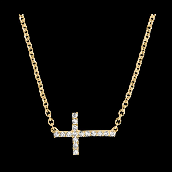 Freshness Necklace - Cross - yellow gold 18 carats and diamonds