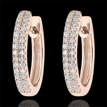 Freshness semi-paved hoop earrings - Celeste - white pink 9 carats and diamonds