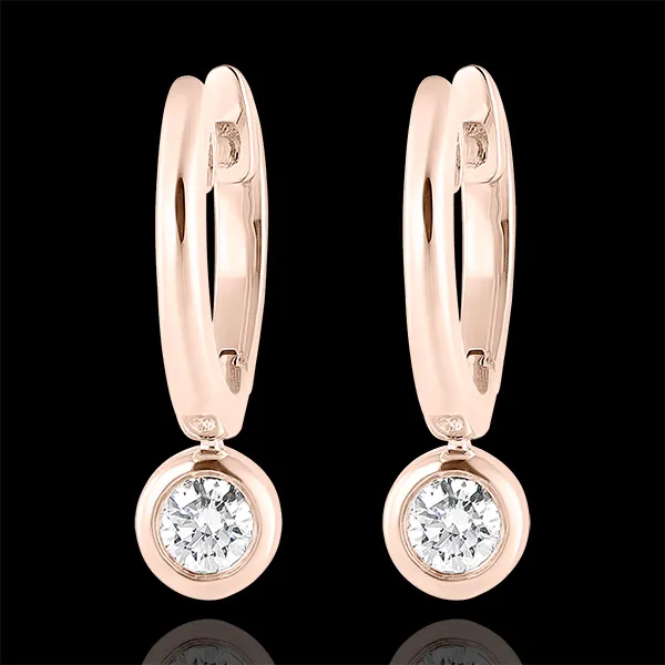 Freshness hoop earrings - Éléa - pink gold 9 carats and diamonds
