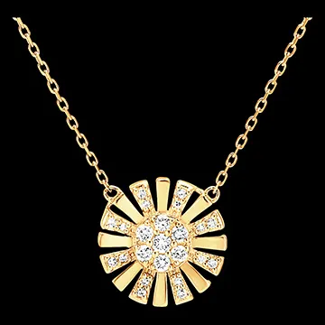 Freshness Necklace - Solar - 9 carat yellow gold and diamonds