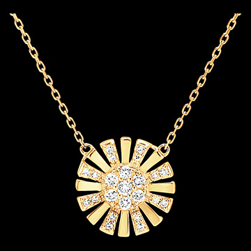 Freshness Necklace - Solar - 9 carat yellow gold and diamonds