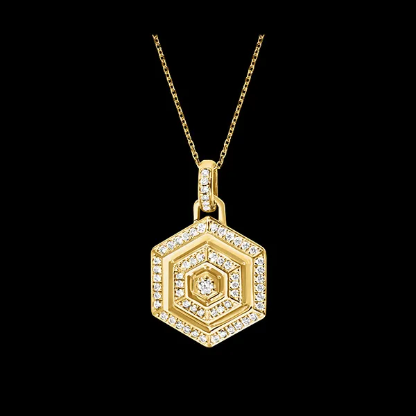 Hexad Necklace - 9 carat yellow gold with diamonds