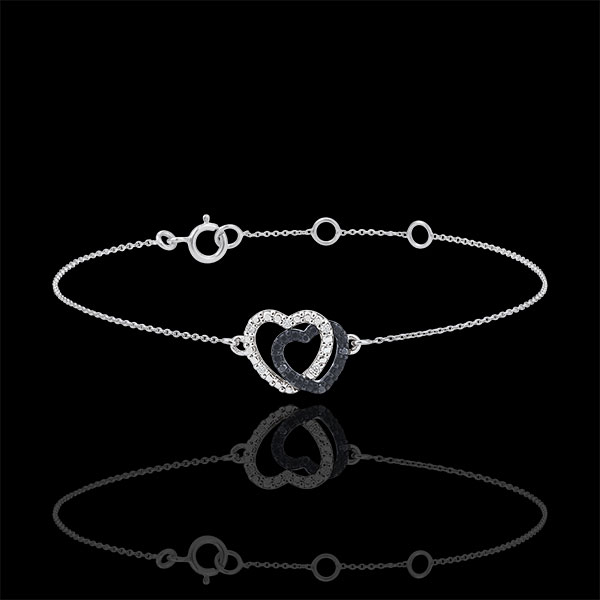 White gold bracelet with White diamonds and black diamonds - Hearts Accomplices - 9 carats