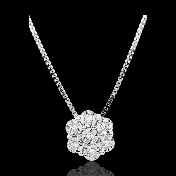 Freshness Necklace - Flower Snowflake - 7 diamonds and white gold