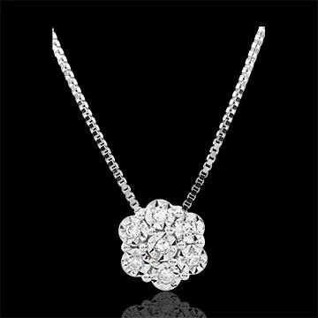 Freshness Necklace - Flower Snowflake - 7 diamonds and white gold