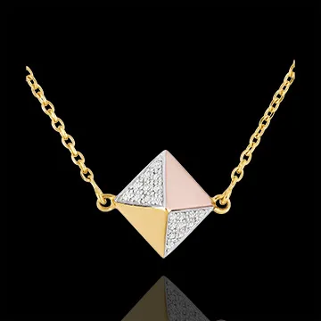 Necklace Genesis - Rough Diamond 3 golds - 18 carat