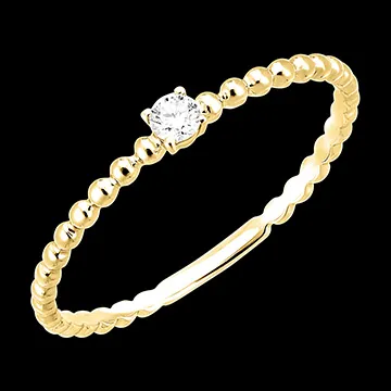 Freshness Ring - Round Bubble Solitaire - 9 carat yellow gold and diamond