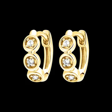 Hoop Earrings Freshness - Trio Diamonds - 18 carat yellow gold and diamonds