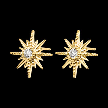 Orecchini a lobo Solarys – Oro giallo 9 carati e diamanti sintetici