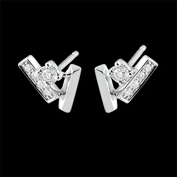 Orecchini Diamanti glaciali - Oro bianco - 18 carati - 10 Diamanti - 0.11 carati