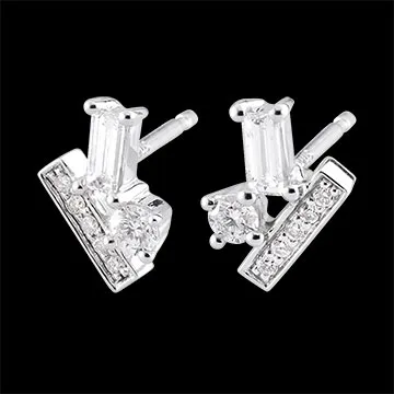 Orecchini Diamanti di Brina - Oro bianco - 9 carati - 14 Diamanti - 0.34 carati