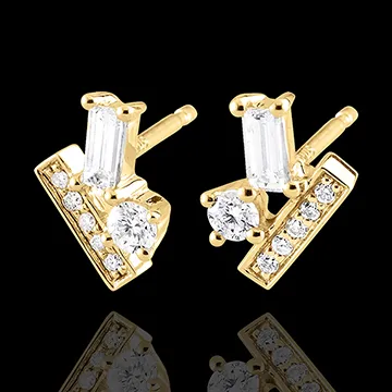 Orecchini Diamanti di Brina - Oro giallo - 18 carati - 14 Diamanti - 0.34 carati