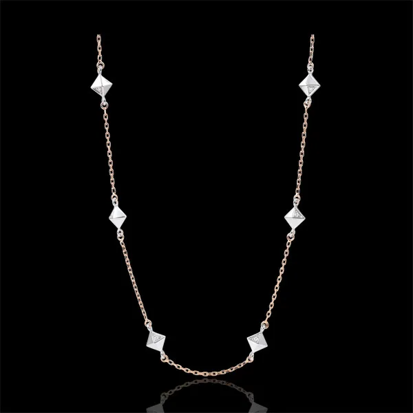 Collana Genesi - Diamanti grezzi - Oro rosa - 9 carati - Diamanti