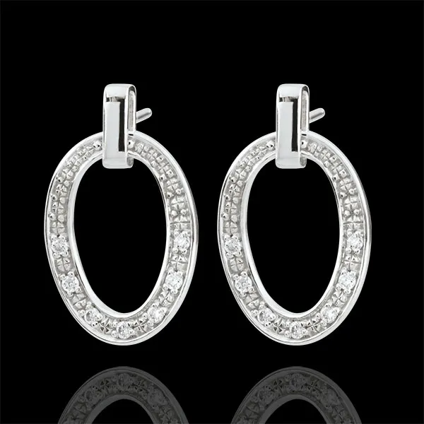 Orecchini Ovalia - Oro bianco - 18 carati - 14 Diamanti