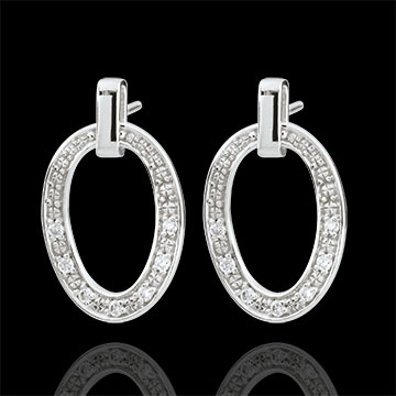 Orecchini Ovalia - Oro bianco - 18 carati - 14 Diamanti