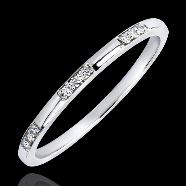 Fede nuziale Origine - Signorina - oro bianco 9 carati e diamanti