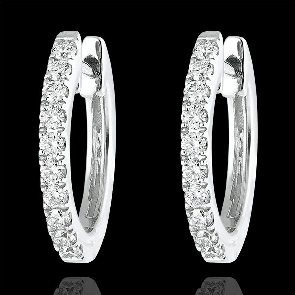 Orecchini Creoli semi-pavé Freschezza - Eva - oro bianco 9 carati e diamanti