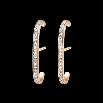 Orecchini a bottone pavé Freschezza - Ellis - oro rosa 18 carati e diamanti