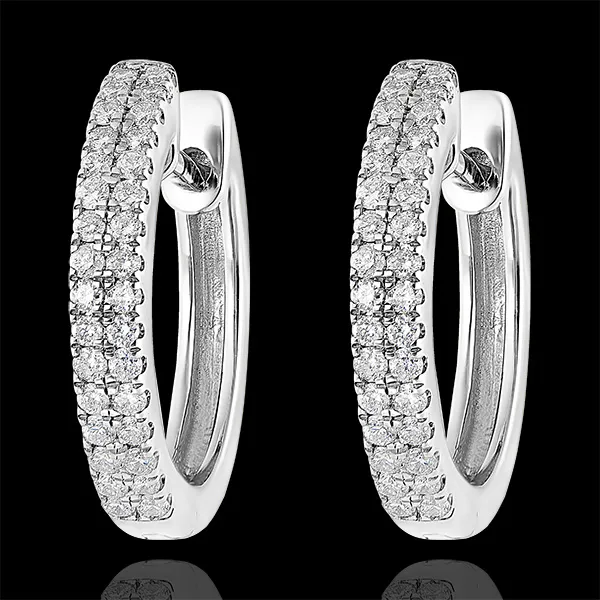Orecchini Creoli semi-pavé Freschezza - Celeste - oro bianco 18 carati e diamanti