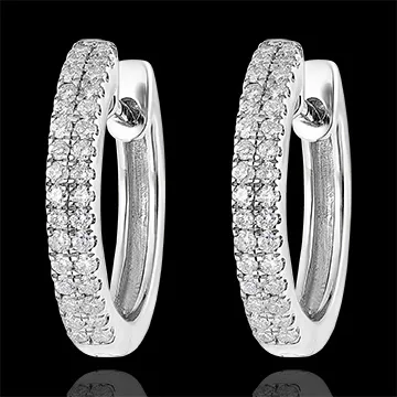 Orecchini Creoli semi-pavé Freschezza - Celeste - oro bianco 18 carati e diamanti