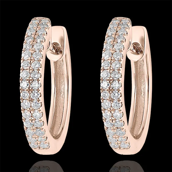 Orecchini Creoli semi-pavé Freschezza - Celeste - oro rosa 9 carati e diamanti