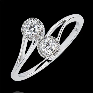 Anello Abbondanza - Tu & Io Diamanti Rotondi - oro bianco 9 carati e diamanti 