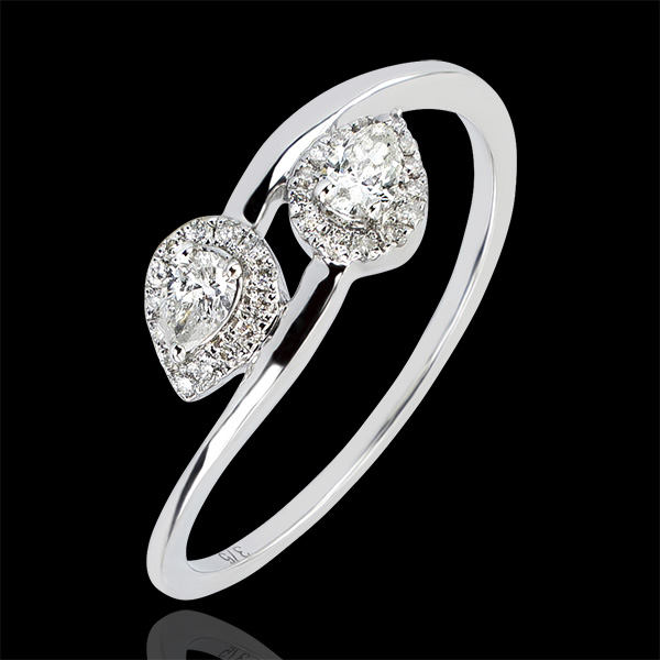 Anello Abbondanza - Tu & Io Diamanti Goccia - oro bianco 18 carati e diamanti 