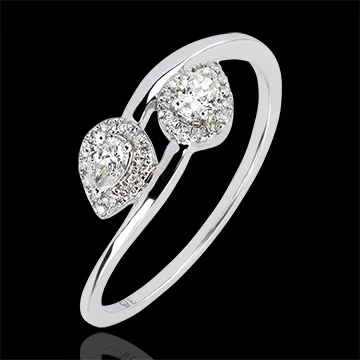 Anello Abbondanza - Tu & Io Diamanti Goccia - oro bianco 9 carati e diamanti 